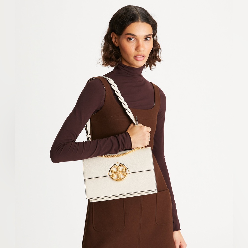Tory Burch Miller Braided Strap Convertible Shoulder Bag - Ivory - Picture 2 of 10